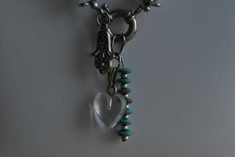 Halskette, Bergkristall & Magnesit blau – Bild 2