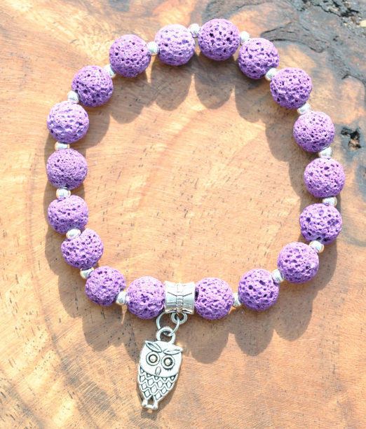 Armkette Lavastein, lila, Eule