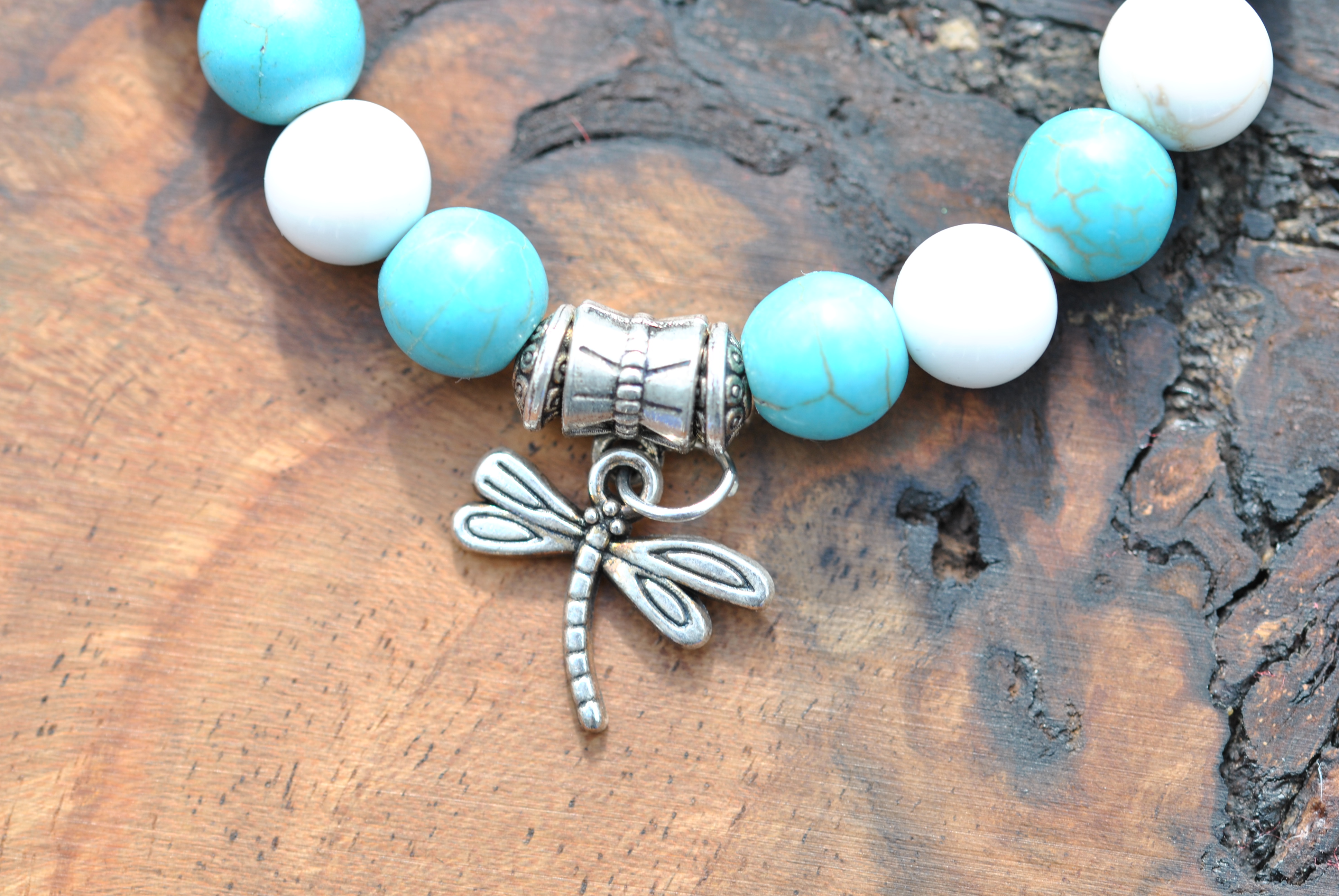 Armkette Magnesit & & Magnesit blau, 8mm mit Libelle – Bild 2