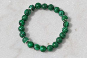 Malachit / Armkette, kleine Blümchen
