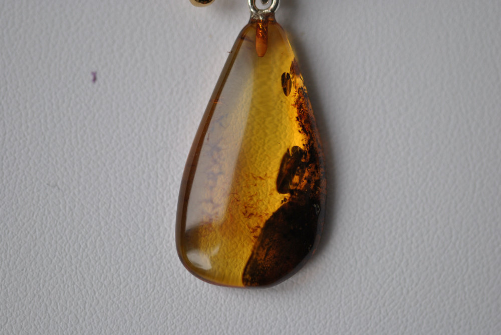 Jade, Elefantenhaut Jaspis, Citrin / Langehalskette mit Bernstein – Bild 3