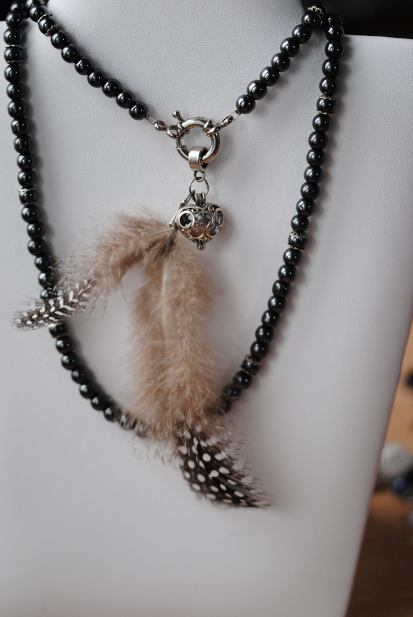 Lange Halskette aus Hämatit – Bild 3