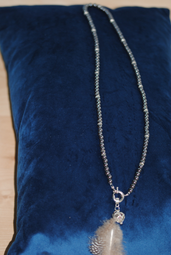 Lange Halskette aus Hämatit – Bild 2