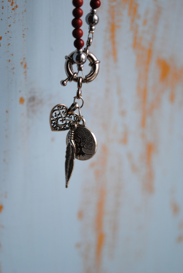 Lange Jaspis und Hämatit Halskette – Bild 2