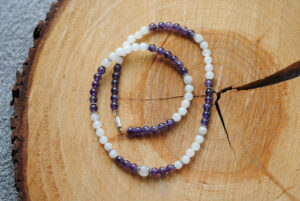 Amethyst mit Rosenquarz Halskette