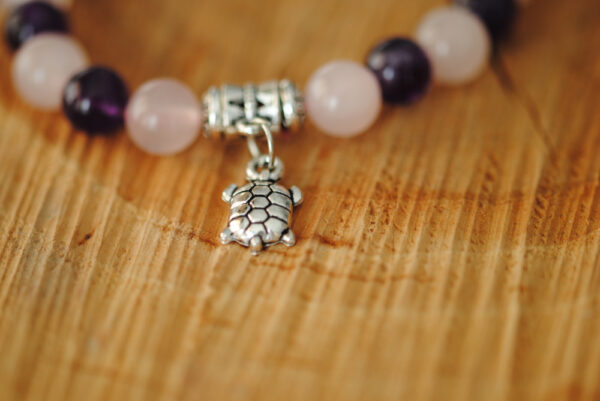 Amethyst dunkel und Rosenquarz, Schildkröte – Bild 2